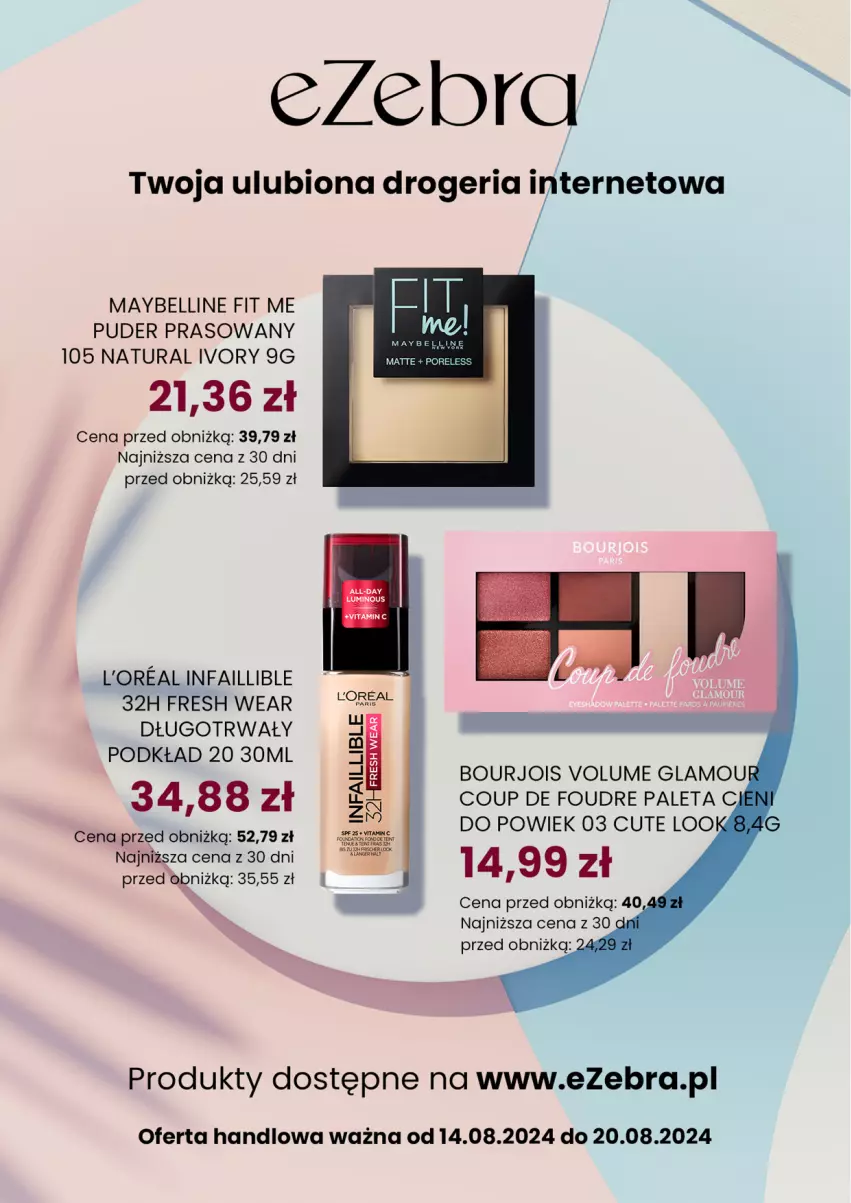 Gazetka promocyjna Dino - Gazetka 33 / 2024 - ważna 14.08 do 20.08.2024 - strona 64 - produkty: Bell, Bourjois, Fa, Maybelline, Paleta, Podkład, Por, Puder, Puder prasowany