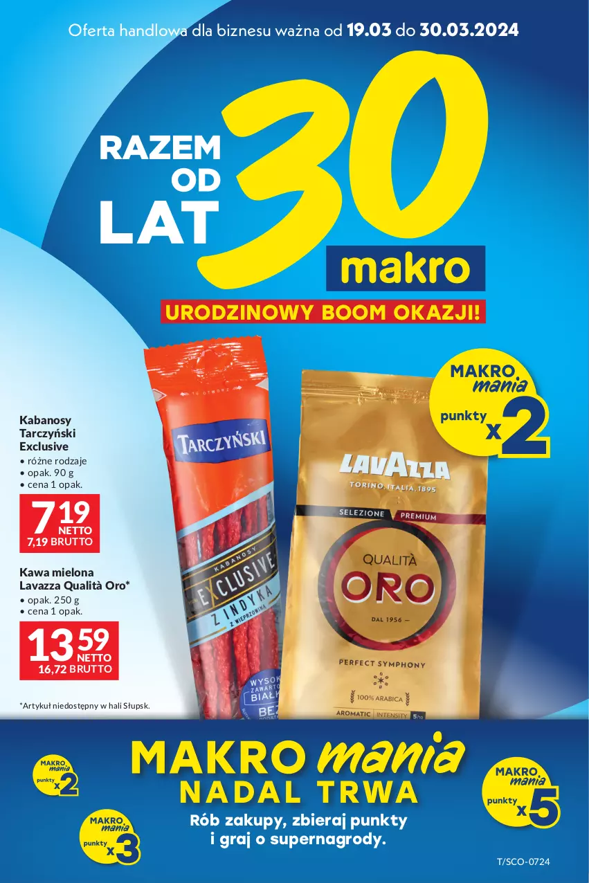 Gazetka promocyjna Makro - Oferta dla Twojego biznesu - ważna 19.03 do 30.03.2024 - strona 1 - produkty: Gra, Kabanos, Kawa, Kawa mielona, Lavazza, Tarczyński