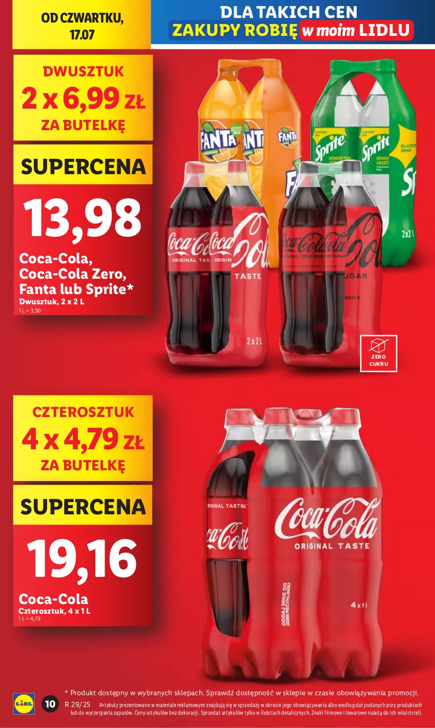 Gazetka promocyjna Lidl - GAZETKA - ważna 17.07 do 19.07.2025 - strona 10 - produkty: Coca-Cola, Fa, Fanta, Sprite