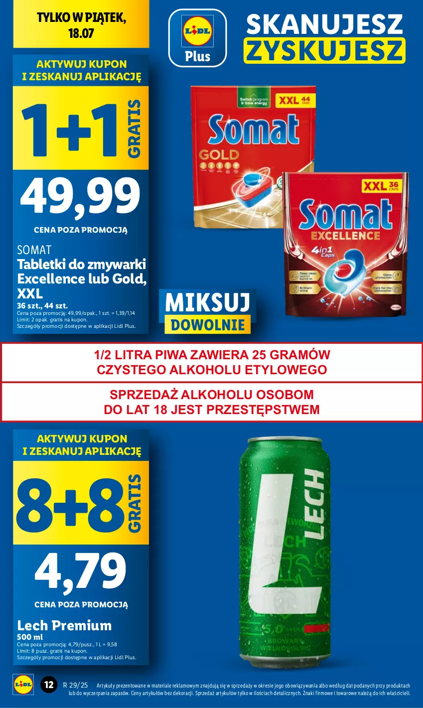 Gazetka promocyjna Lidl - GAZETKA - ważna 17.07 do 19.07.2025 - strona 12 - produkty: Gra, Lech Premium, Piwa, Somat, Tablet, Tabletki do zmywarki, Zmywarki