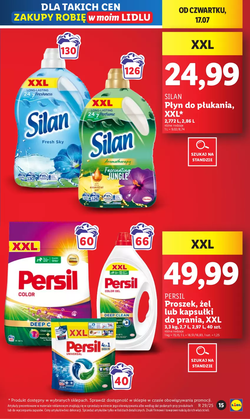 Gazetka promocyjna Lidl - GAZETKA - ważna 17.07 do 19.07.2025 - strona 15 - produkty: Kapsułki do prania, Persil, Płyn do płukania, Silan