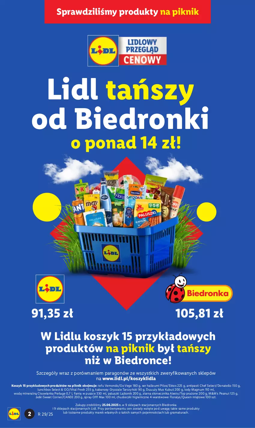 Gazetka promocyjna Lidl - GAZETKA - ważna 17.07 do 19.07.2025 - strona 2 - produkty: Chusteczki, Cisowianka, Dron, Fa, Flora, Gra, Gry, Kabanos, Kosz, Kubuś, Lajkonik, Lody, Mus, Pilos, Por, Rama, Ser, Tarczyński, Tofu, Top