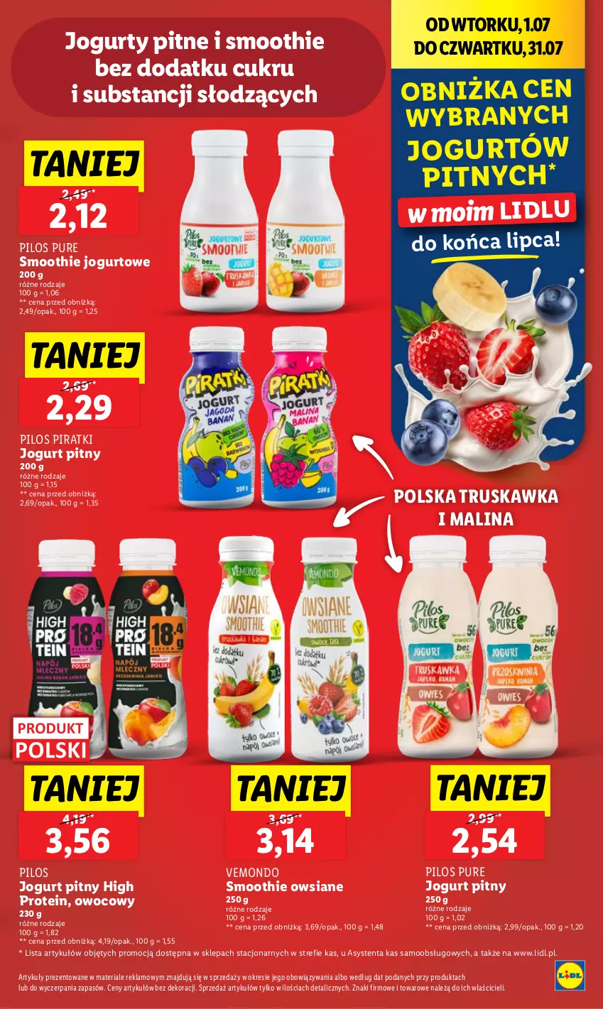 Gazetka promocyjna Lidl - GAZETKA - ważna 17.07 do 19.07.2025 - strona 27 - produkty: Jogurt, Jogurt pitny, Pilos, Pur, Smoothie