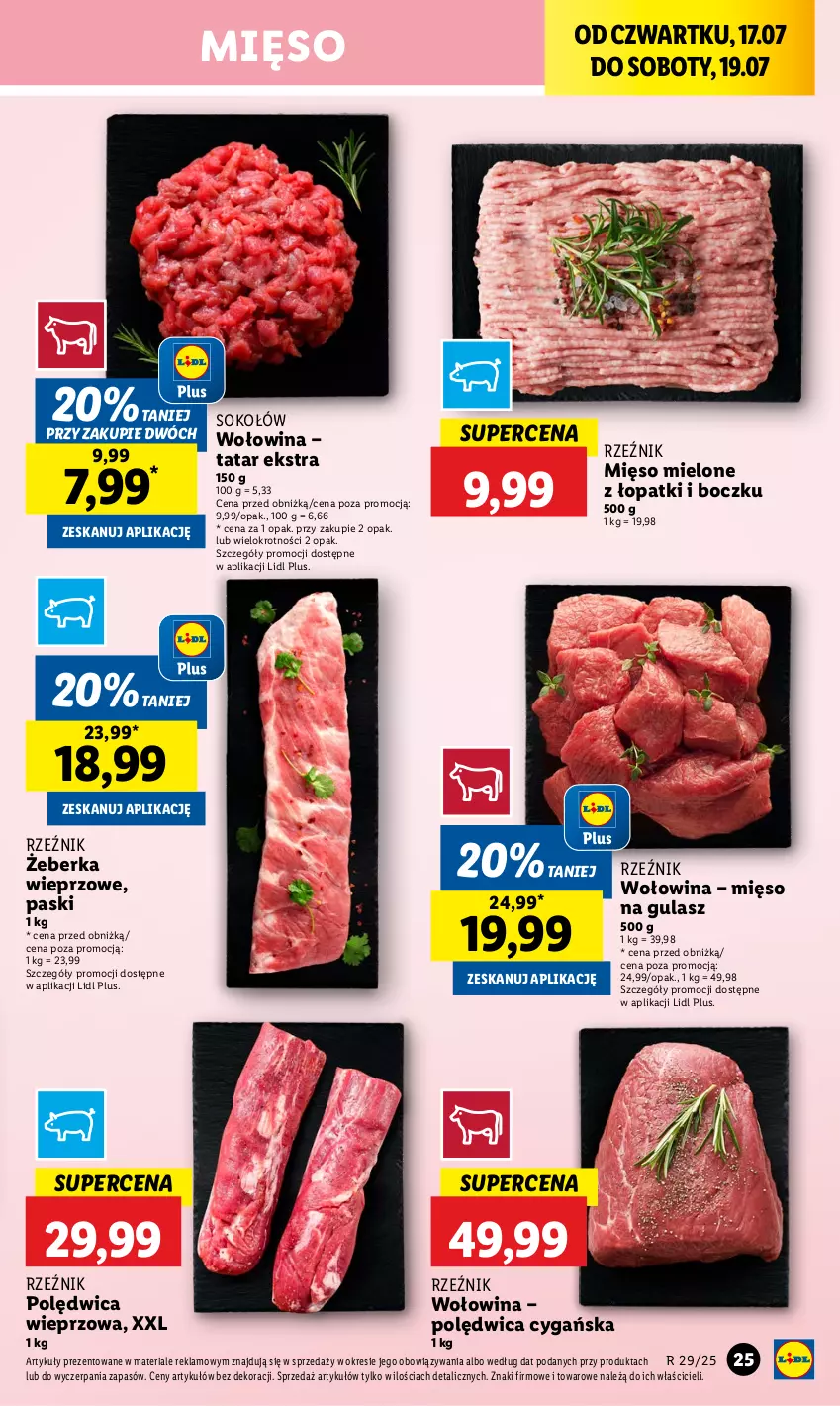 Gazetka promocyjna Lidl - GAZETKA - ważna 17.07 do 19.07.2025 - strona 31 - produkty: Mięso, Mięso mielone, Mięso na gulasz, Polędwica, Sok, Sokołów, Wołowina