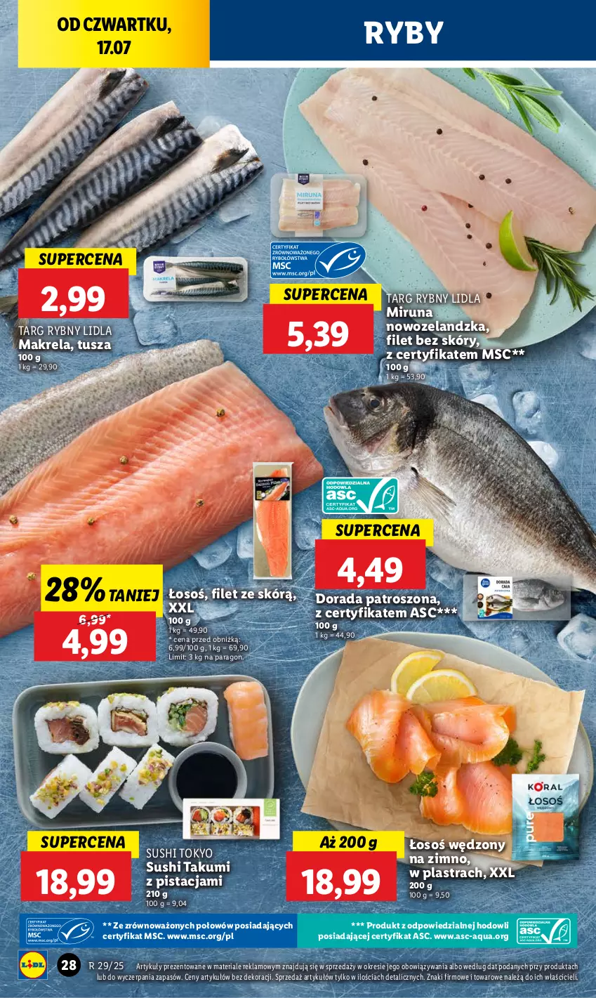 Gazetka promocyjna Lidl - GAZETKA - ważna 17.07 do 19.07.2025 - strona 36 - produkty: Miruna, Sushi, Tusz