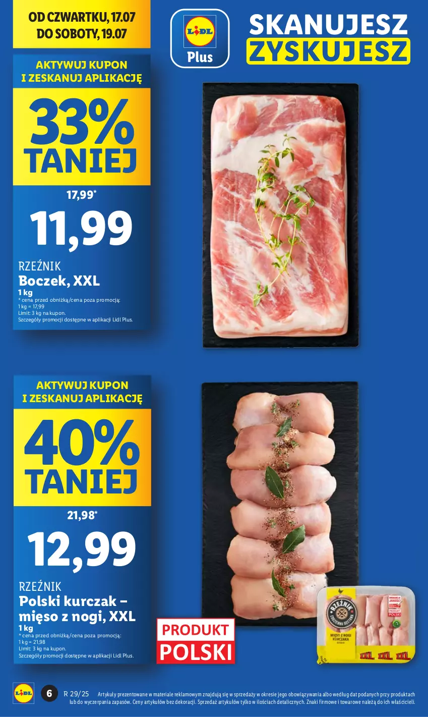 Gazetka promocyjna Lidl - GAZETKA - ważna 17.07 do 19.07.2025 - strona 6 - produkty: Boczek, Kurczak, Mięso