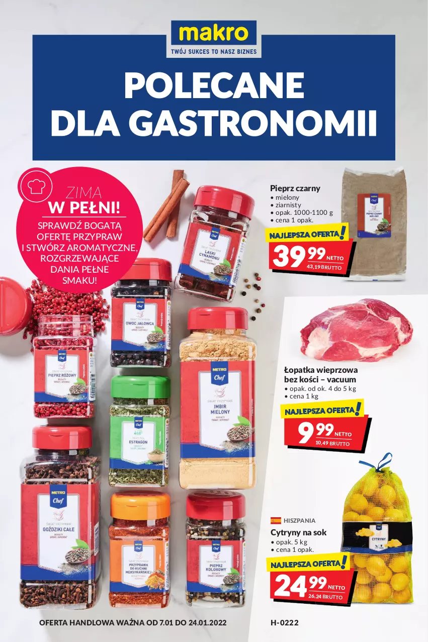 Gazetka promocyjna Makro - [Oferta promocyjna] Artykuły spożywcze i przemysłowe - ważna 07.01 do 24.01.2022 - strona 1 - produkty: Cytryny, Pieprz, Sok