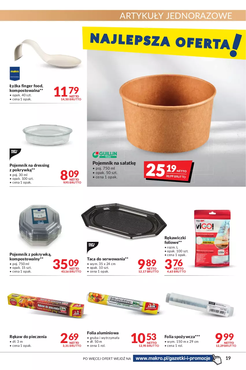 Gazetka promocyjna Makro - [Oferta promocyjna] Artykuły spożywcze i przemysłowe - ważna 07.01 do 24.01.2022 - strona 19 - produkty: Dres, Folia aluminiowa, Piec, Pojemnik, Pojemnik z pokrywką, Rękaw do pieczenia, Sałat, Ser, Taca