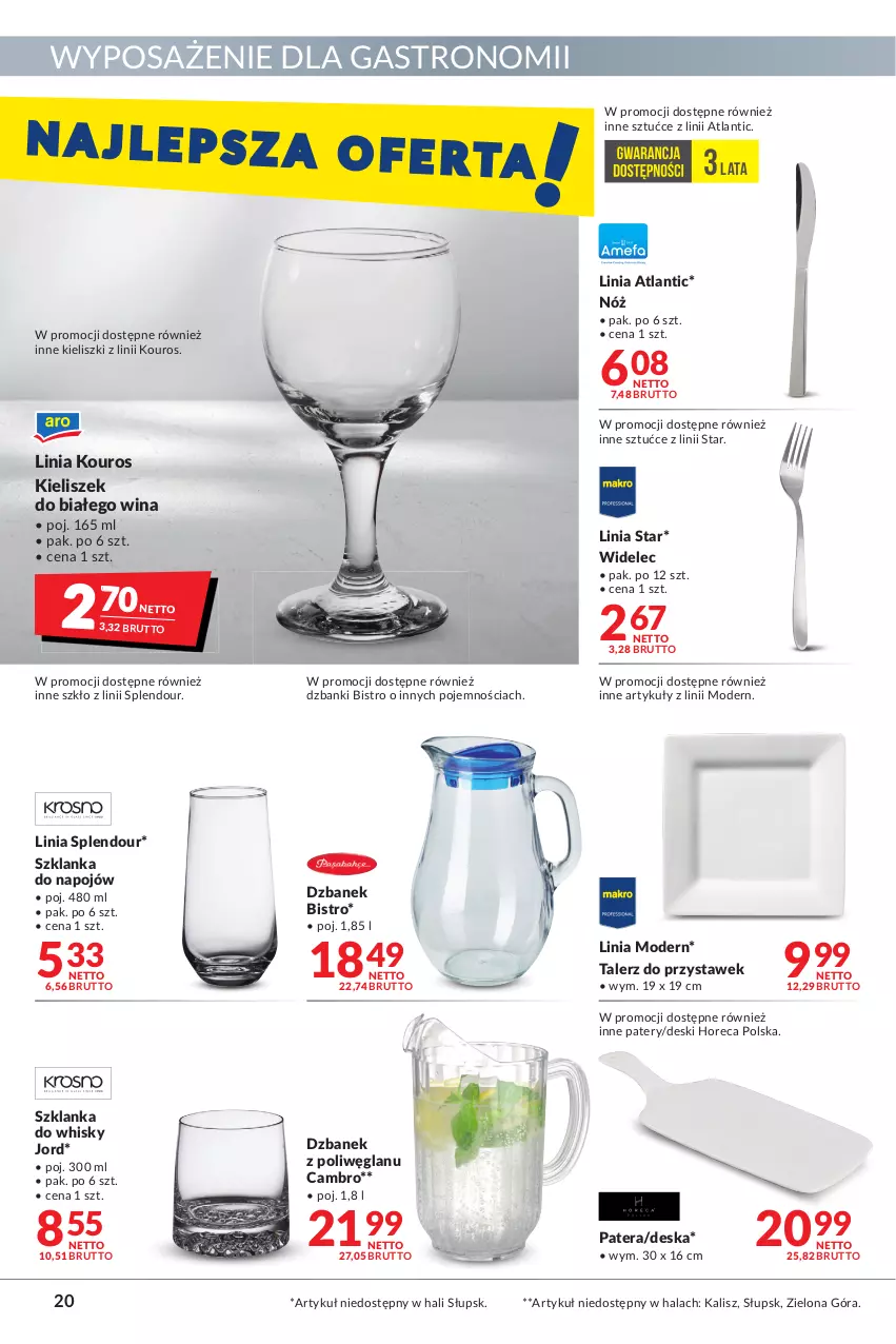 Gazetka promocyjna Makro - [Oferta promocyjna] Artykuły spożywcze i przemysłowe - ważna 07.01 do 24.01.2022 - strona 20 - produkty: Dzbanek, Kieliszek, Szklanka, Talerz, Tera, Whisky, Widelec