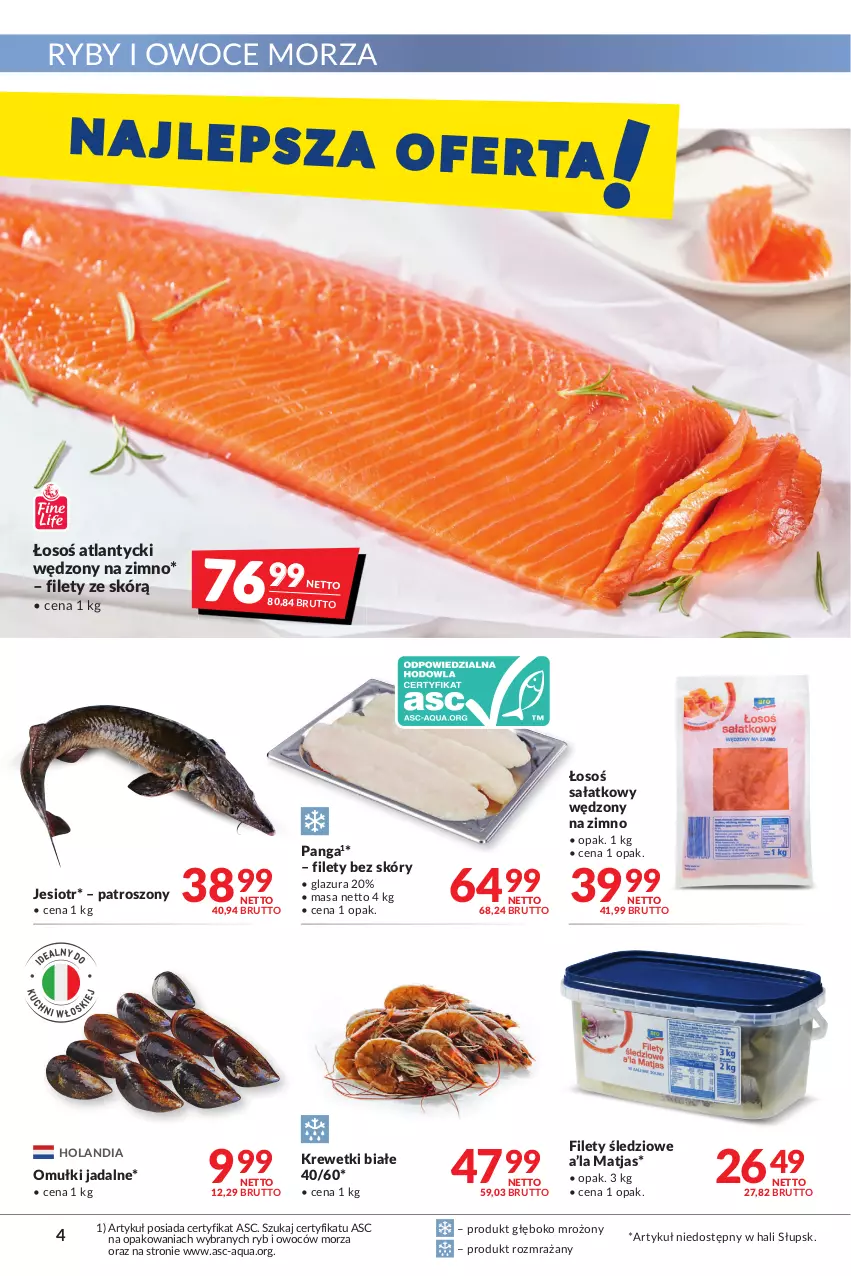 Gazetka promocyjna Makro - [Oferta promocyjna] Artykuły spożywcze i przemysłowe - ważna 07.01 do 24.01.2022 - strona 4 - produkty: Glazura, Krewetki, Lazur, Matjas, Omułki jadalne, Owoce, Owoce morza, Panga, Ryby i owoce morza, Sałat