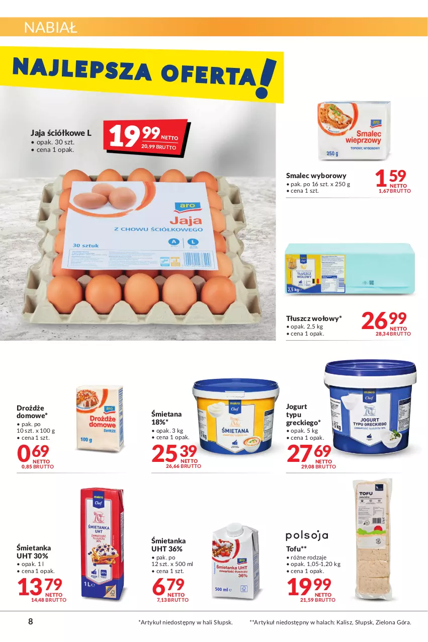 Gazetka promocyjna Makro - [Oferta promocyjna] Artykuły spożywcze i przemysłowe - ważna 07.01 do 24.01.2022 - strona 8 - produkty: Drożdże, Jaja, Jogurt, Smalec, Tłuszcz wołowy, Tofu