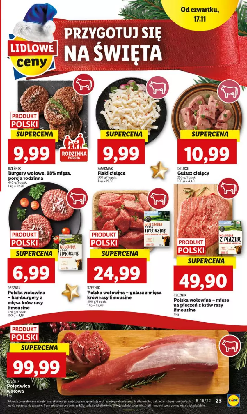 Gazetka promocyjna Lidl - GAZETKA - ważna 17.11 do 19.11.2022 - strona 23 - produkty: Burger, Flaki, Mięso, Piec, Wołowina