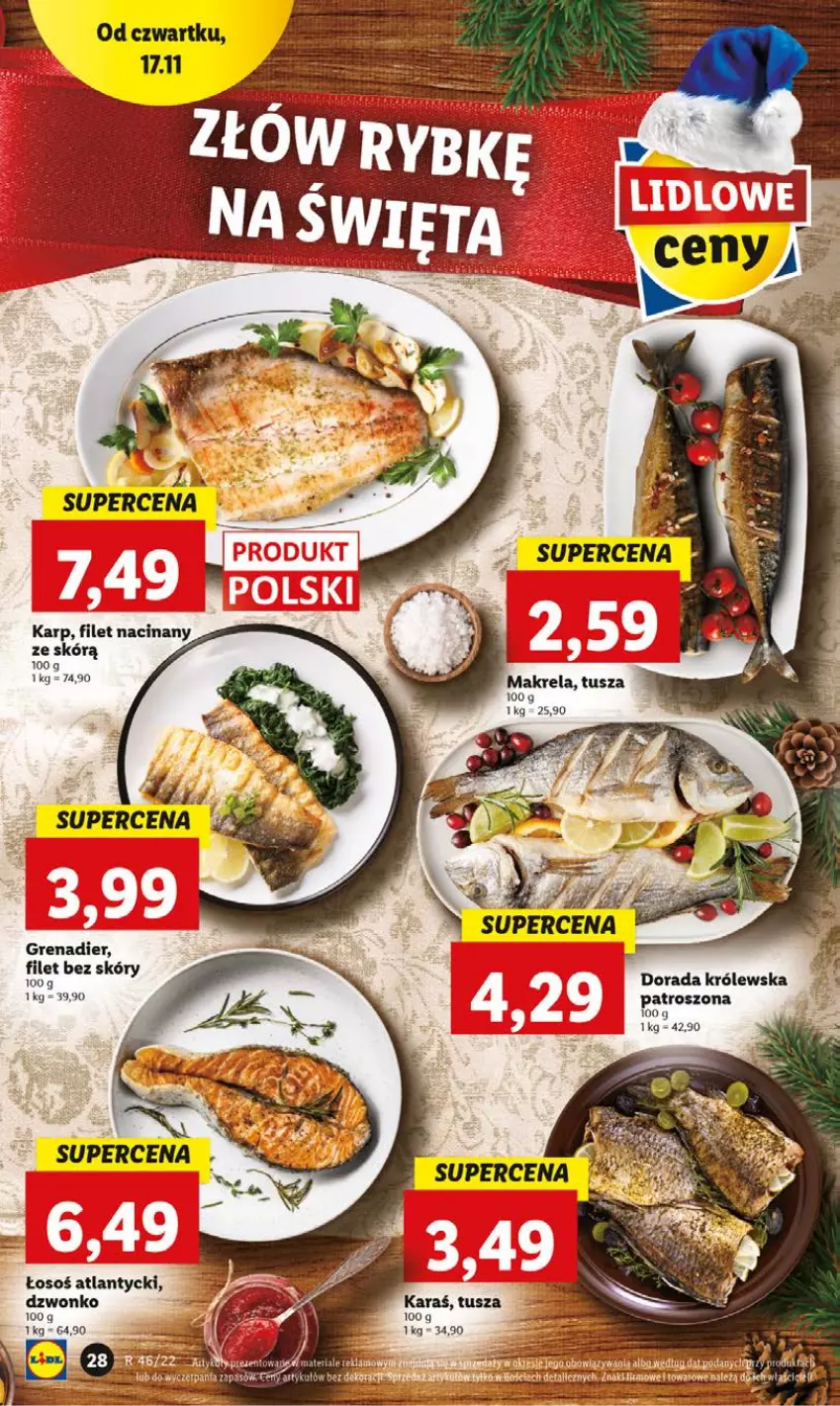 Gazetka promocyjna Lidl - GAZETKA - ważna 17.11 do 19.11.2022 - strona 28 - produkty: Grenadier, Karp, Tusz