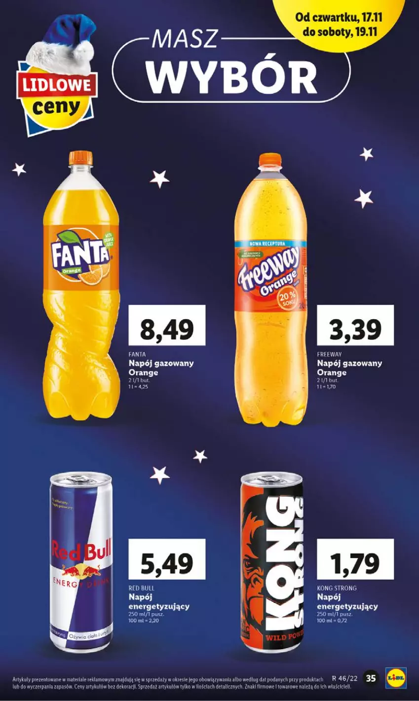 Gazetka promocyjna Lidl - GAZETKA - ważna 17.11 do 19.11.2022 - strona 35 - produkty: Fa, Fanta, Napój, Napój gazowany, Red Bull