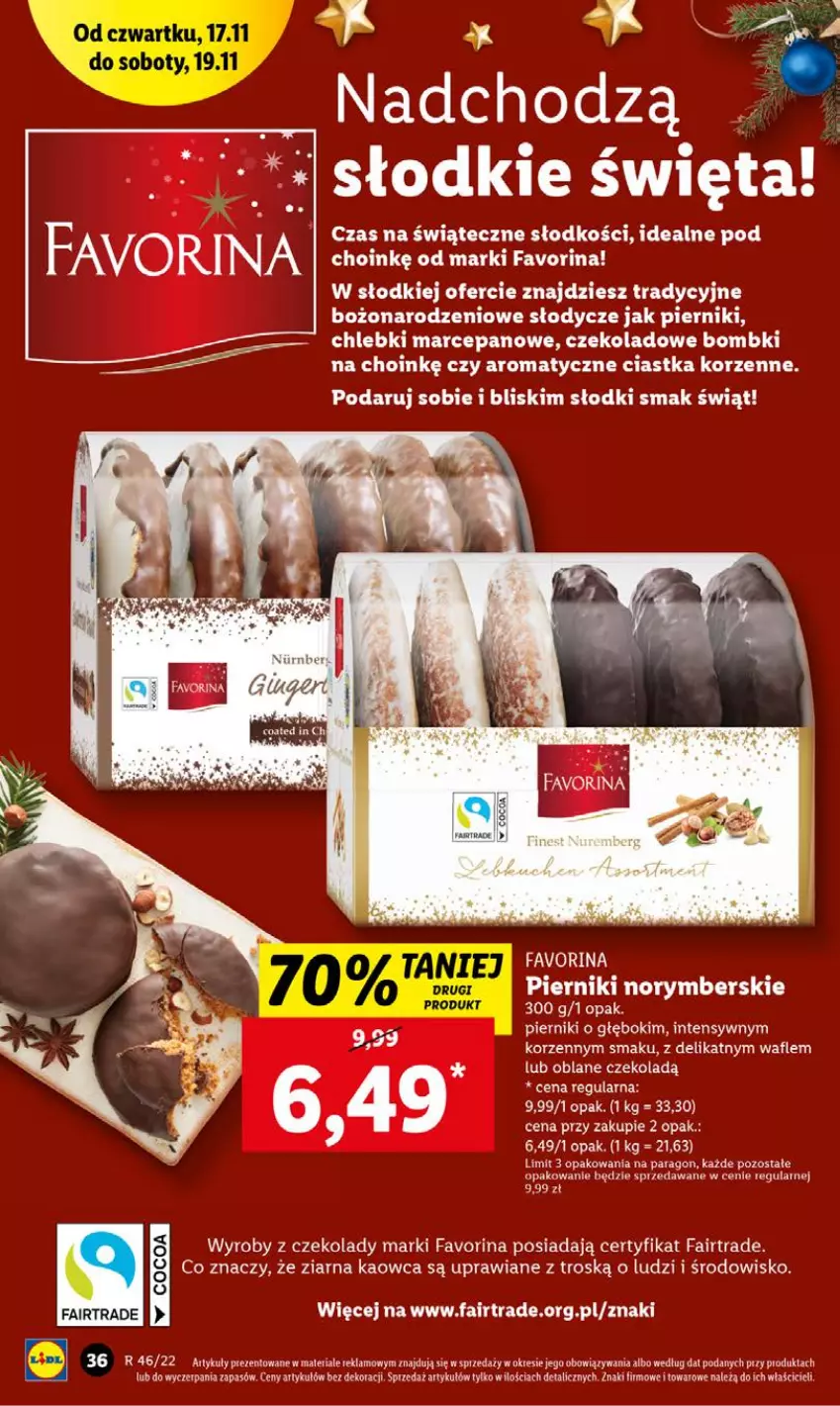 Gazetka promocyjna Lidl - GAZETKA - ważna 17.11 do 19.11.2022 - strona 36 - produkty: Bombki, Chleb, Ciastka, Fa, Piernik, Wafle