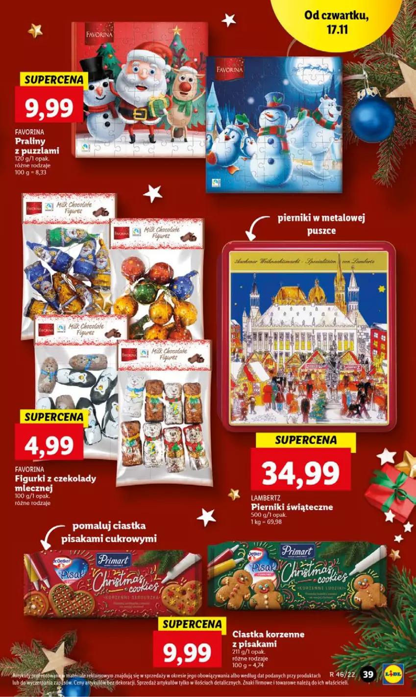 Gazetka promocyjna Lidl - GAZETKA - ważna 17.11 do 19.11.2022 - strona 39 - produkty: Ciastka, Fa, Piernik, Praliny