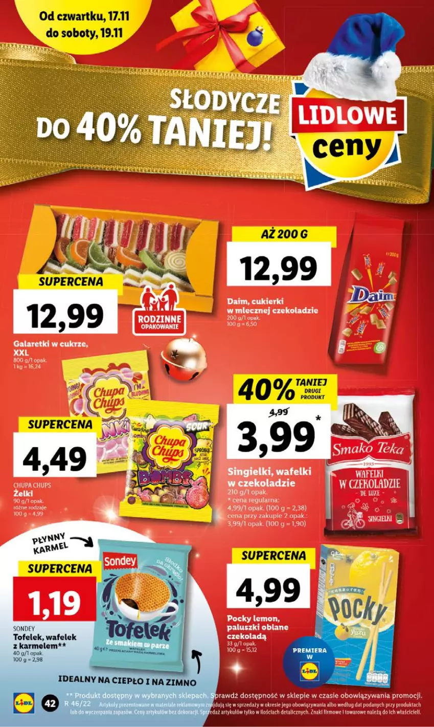 Gazetka promocyjna Lidl - GAZETKA - ważna 17.11 do 19.11.2022 - strona 42 - produkty: Cukier, Cukierki, Gala, Galaretki, Wafelek