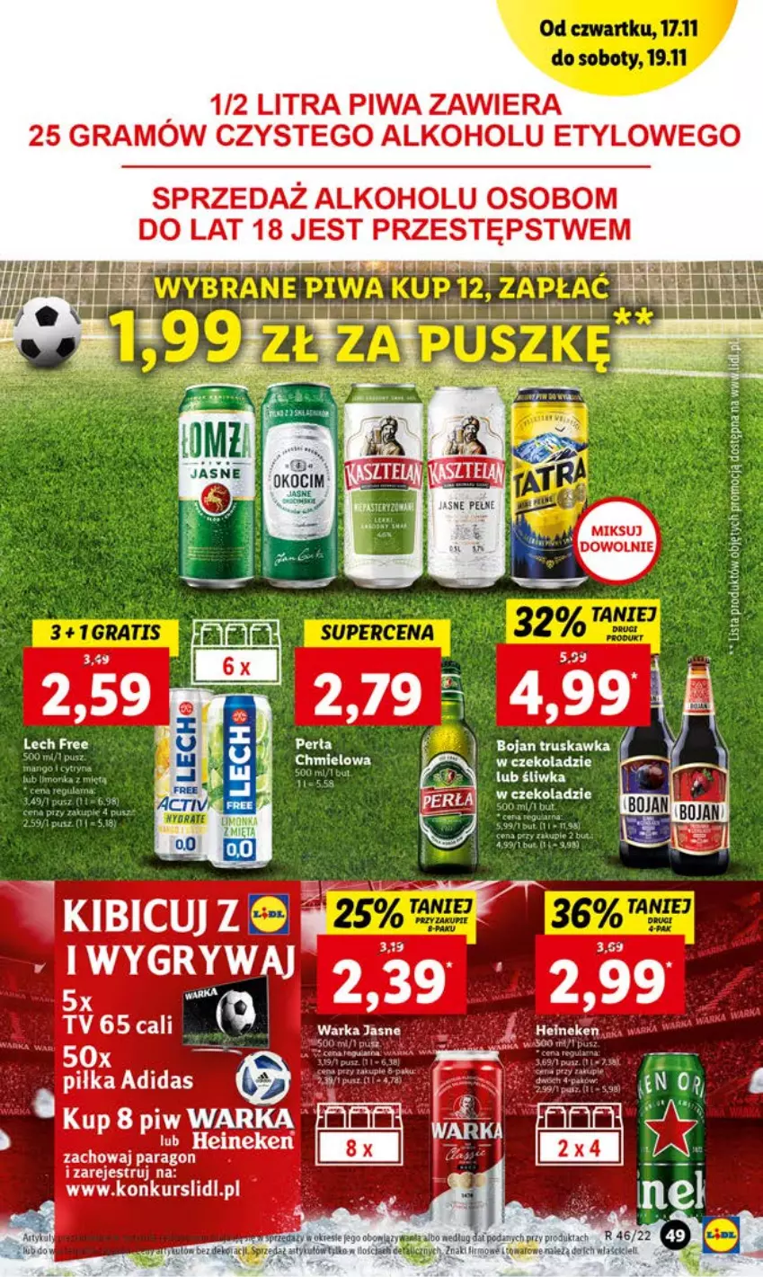 Gazetka promocyjna Lidl - GAZETKA - ważna 17.11 do 19.11.2022 - strona 49 - produkty: Adidas, BIC, Perła, Warka