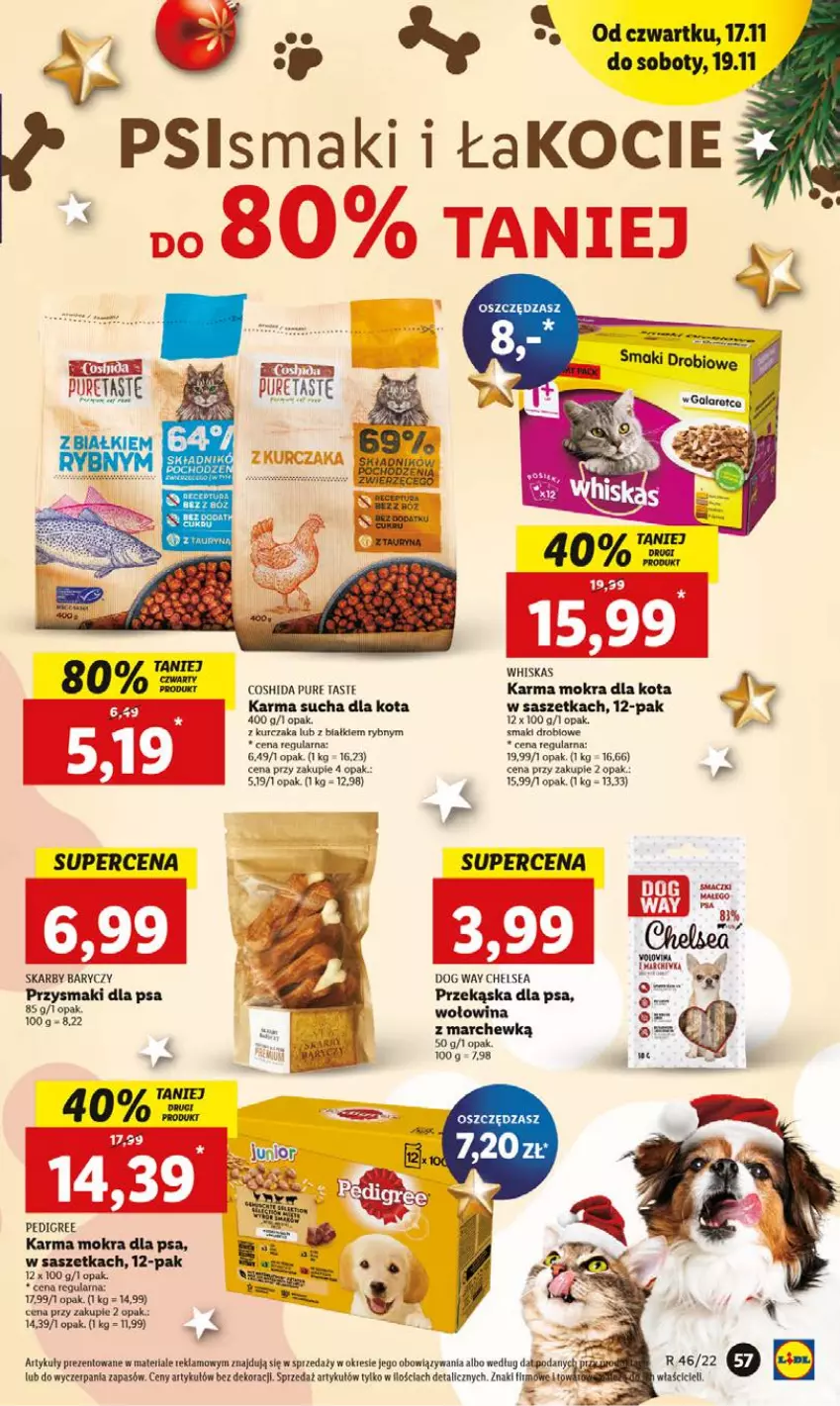 Gazetka promocyjna Lidl - GAZETKA - ważna 17.11 do 19.11.2022 - strona 57 - produkty: Koc, Kurczak, Pedigree, Przysmaki, Pur, Whiskas, Wołowina