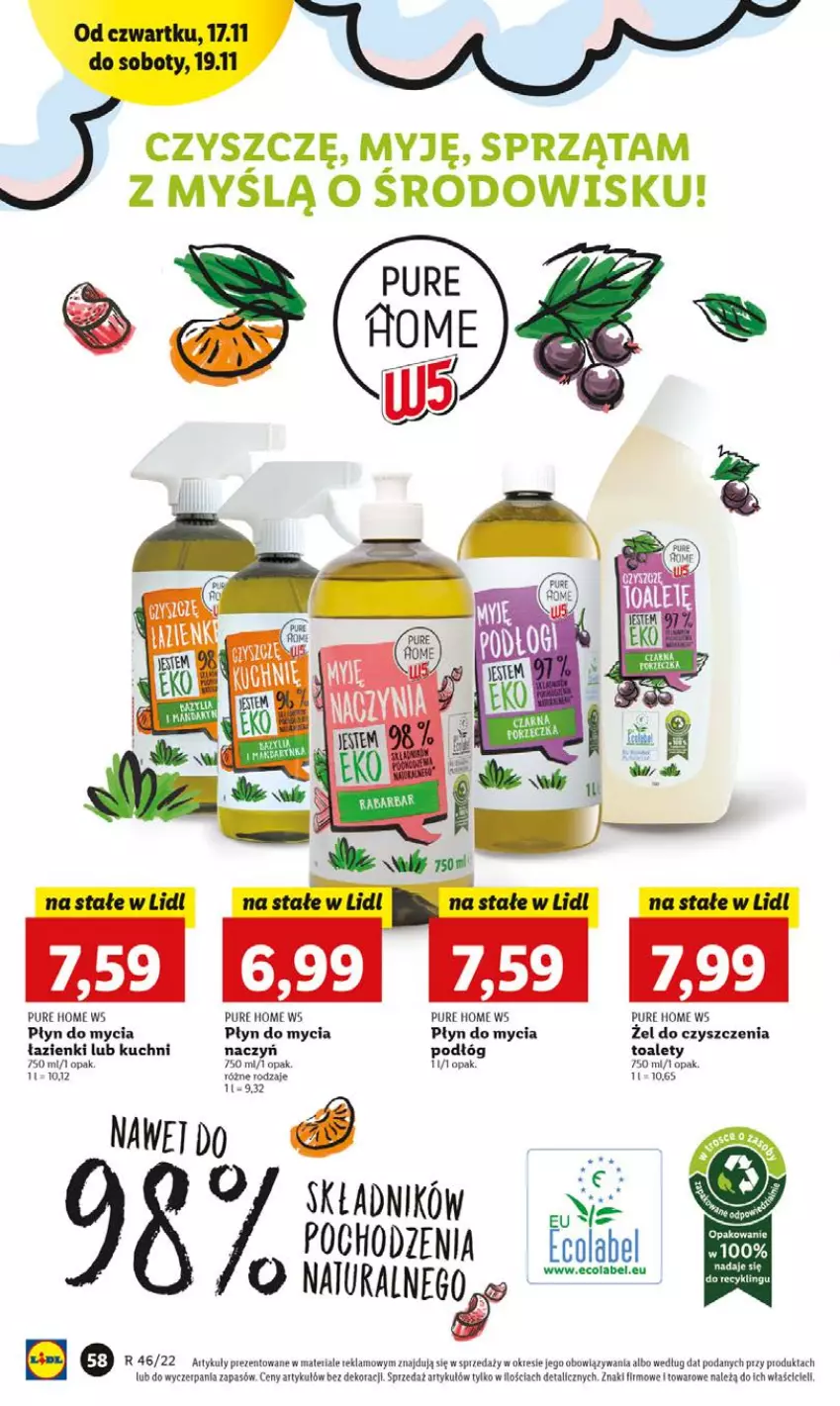 Gazetka promocyjna Lidl - GAZETKA - ważna 17.11 do 19.11.2022 - strona 58 - produkty: Płyn do mycia, Pur