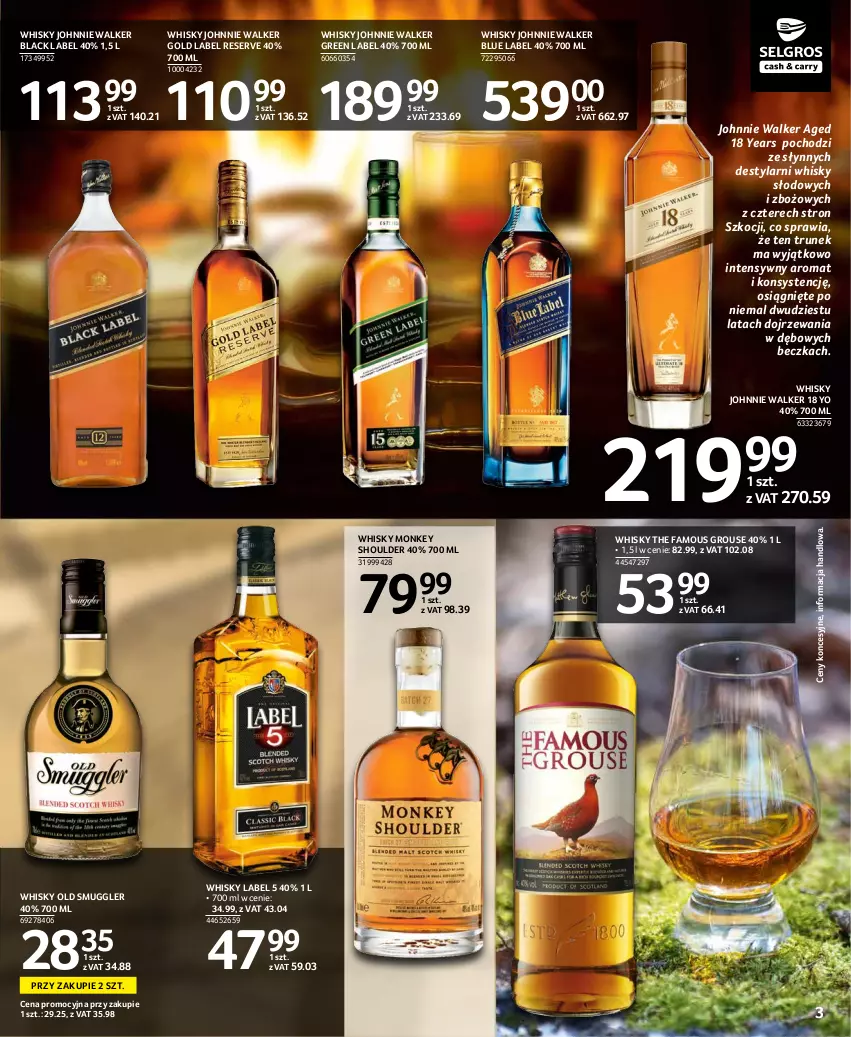 Gazetka promocyjna Selgros - Katalog Alkohole Mocne - ważna 02.09 do 15.09.2021 - strona 3 - produkty: Fa, Johnnie Walker, Koc, Lack, Ser, The Famous Grouse, Whisky