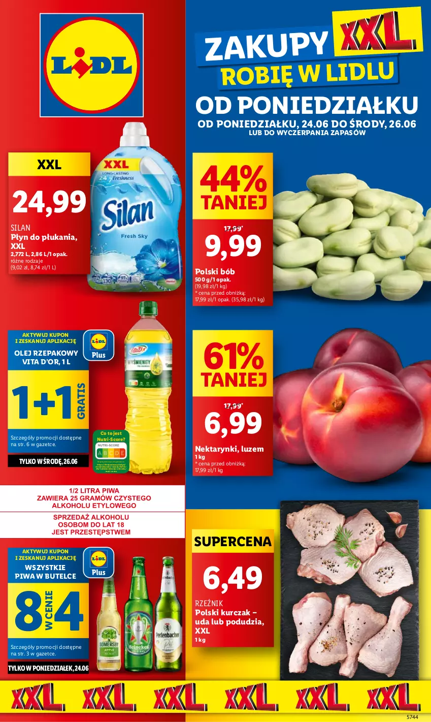 Gazetka promocyjna Lidl - GAZETKA - ważna 24.06 do 26.06.2024 - strona 1 - produkty: Gra, Kurczak, Nektar, Olej, Olej rzepakowy, Piwa, Płyn do płukania, Silan, Wazon