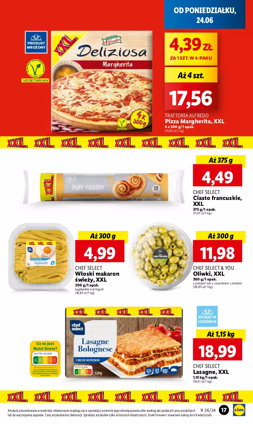 Gazetka promocyjna Lidl - GAZETKA - ważna 24.06 do 26.06.2024 - strona 19 - produkty: Ciasto francuskie, Lasagne, Makaron, Oliwki, Pizza, Pizza margherita, Tagliatelle