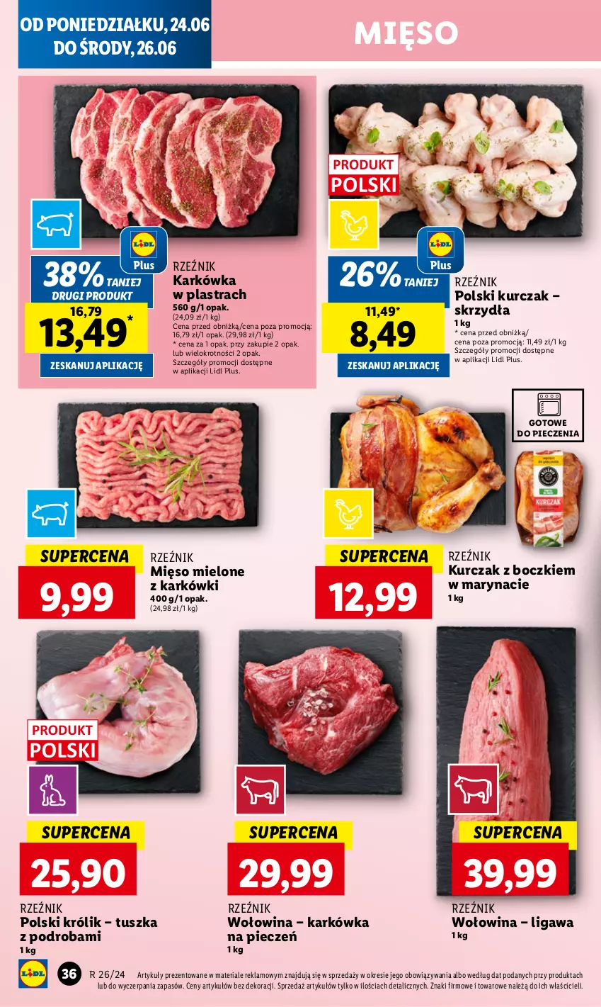 Gazetka promocyjna Lidl - GAZETKA - ważna 24.06 do 26.06.2024 - strona 40 - produkty: Królik, Kurczak, Mięso, Mięso mielone, Piec, Tusz, Wołowina