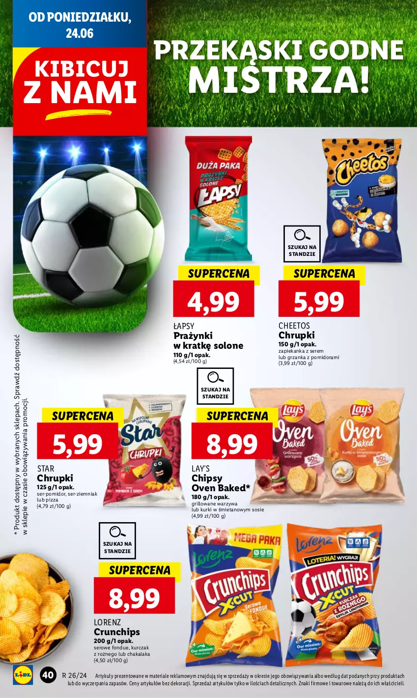 Gazetka promocyjna Lidl - GAZETKA - ważna 24.06 do 26.06.2024 - strona 44 - produkty: BIC, Cheetos, Chipsy, Chrupki, Crunchips, Fondue, Grill, Kurczak, Lay’s, Lorenz, Pizza, Ser, Sos, Warzywa, Zapiekanka