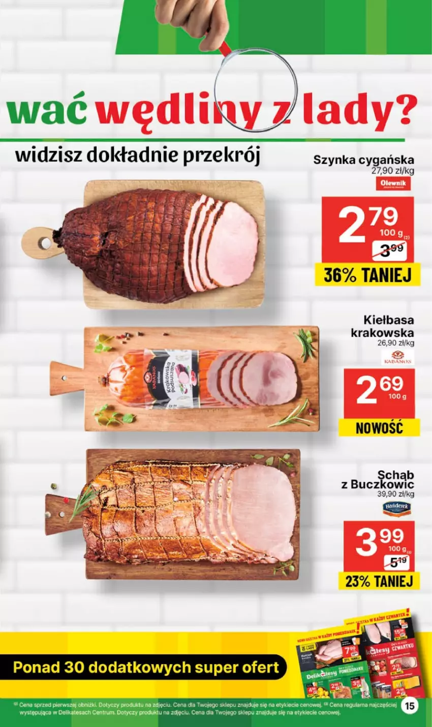 Gazetka promocyjna Delikatesy Centrum - Gazetka DC39 czw-sr - ważna 05.10 do 11.10.2023 - strona 15 - produkty: Kiełbasa, Kiełbasa krakowska, Rum, Szynka, Szynka cygańska