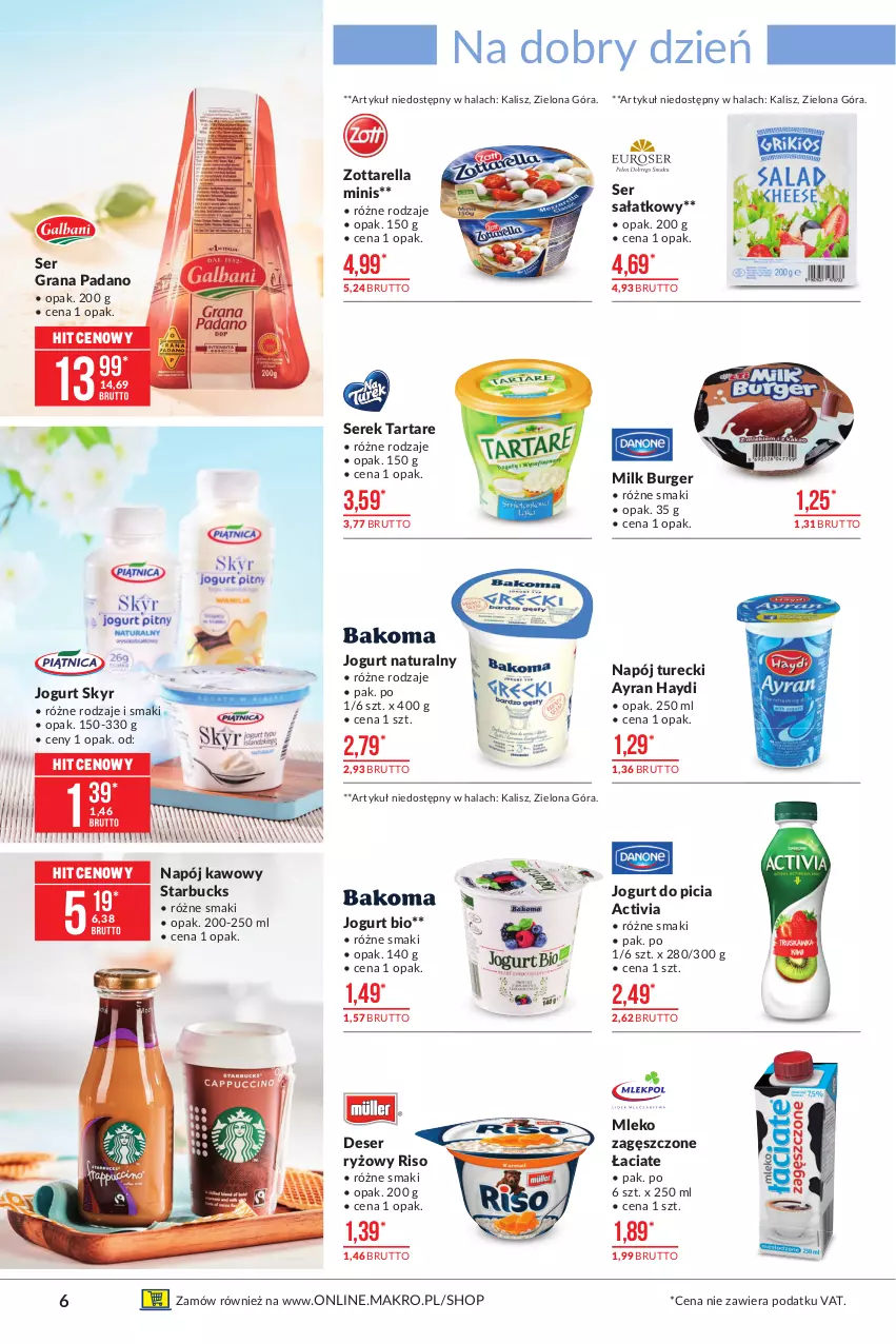 Gazetka promocyjna Makro - [Oferta promocyjna] Artykuły spożywcze - ważna 18.05 do 31.05.2021 - strona 6 - produkty: Activia, Burger, Deser, Gra, Jogurt, Jogurt bio, Jogurt naturalny, Mleko, Mleko zagęszczone, Napój, Ryż, Sałat, Ser, Serek, Tarta, Tartare, Zott, Zottarella