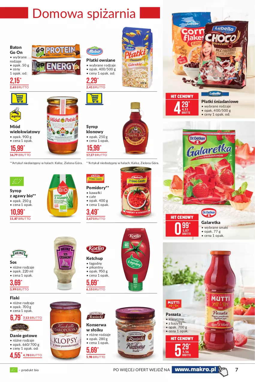 Gazetka promocyjna Makro - [Oferta promocyjna] Artykuły spożywcze - ważna 18.05 do 31.05.2021 - strona 7 - produkty: Baton, Bazyl, Danie gotowe, Danio, Flaki, Gala, Galaretka, Kawa, Ketchup, Miód, Płatki owsiane, Pomidory, Ser, Sos, Syrop