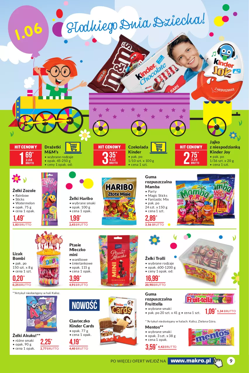 Gazetka promocyjna Makro - [Oferta promocyjna] Artykuły spożywcze - ważna 18.05 do 31.05.2021 - strona 9 - produkty: Czekolada, Fa, Fanta, Guma rozpuszczalna, Haribo, Kinder, Mamba, Melon, Mentos, Mleczko, Ptasie mleczko