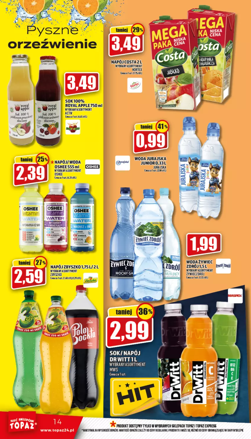 Gazetka promocyjna Topaz - Gazetka - ważna 30.06 do 06.07.2022 - strona 5 - produkty: Napój, Oshee, Sok, Top, Woda