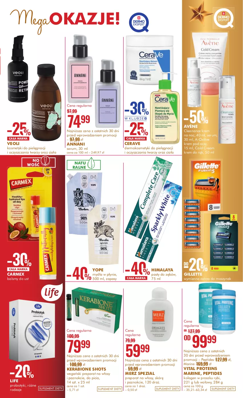 Gazetka promocyjna Super Pharm - Gazetka - ważna 27.11 do 11.12.2023 - strona 3 - produkty: Avène, CeraVe, Cold Cream, Gillette, Himalaya, Kolagen, Kosmetyki do pielęgnacji, Krem do rąk, Krem na noc, Krem pod oczy, Merz Spezial, Probiotyk, Rum, Ser, Serum, Suplement diety, Yope