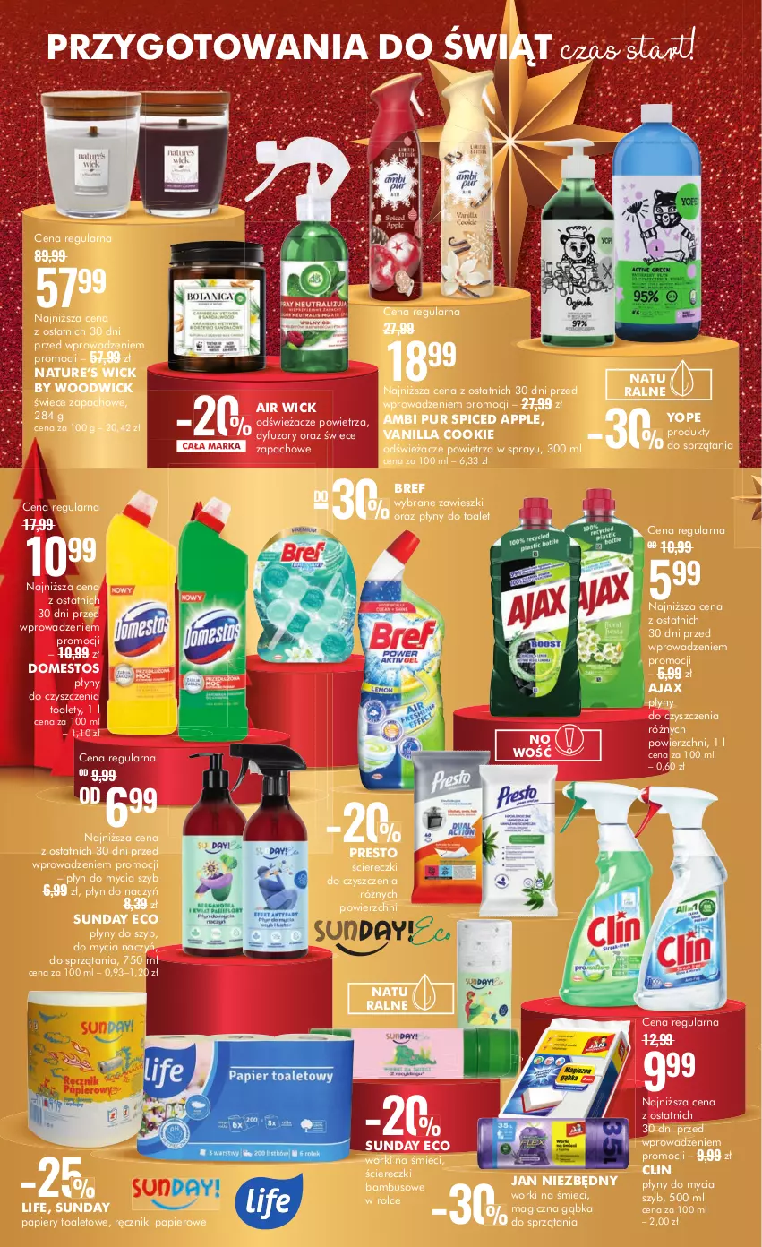 Gazetka promocyjna Super Pharm - Gazetka - ważna 27.11 do 11.12.2023 - strona 4 - produkty: Air Wick, Ajax, Ambi Pur, Bref, Clin, Do mycia naczyń, Domestos, Jan Niezbędny, Papier, Płyn do mycia, Presto, Pur, Ręcznik, Ręczniki papierowe, Worki na śmiec, Worki na śmieci, Yope, Zawieszki