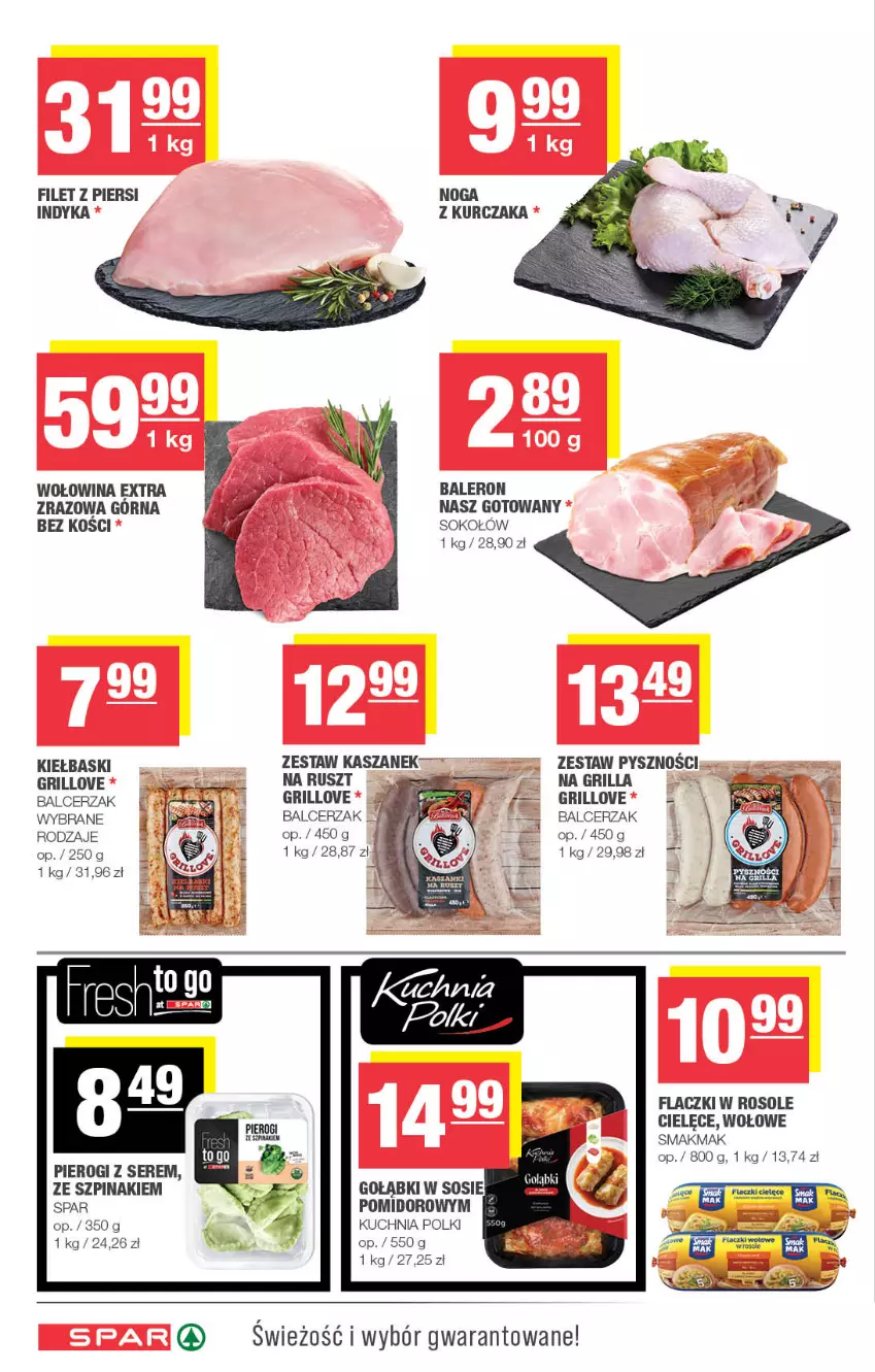 Gazetka promocyjna Spar - Spar - ważna 10.08 do 20.08.2025 - strona 4 - produkty: Filet z piersi indyka, Grill, Kasza, Kuchnia, Kurczak, Pierogi, Ser, Sok, Sokołów, Szpinak, Wołowina