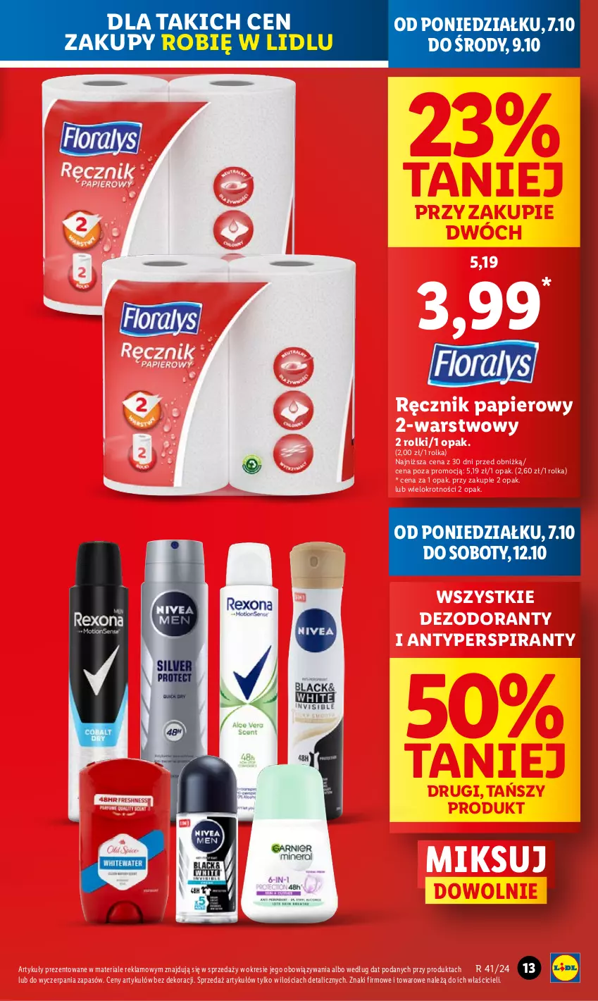 Gazetka promocyjna Lidl - GAZETKA - ważna 07.10 do 09.10.2024 - strona 13 - produkty: Antyperspirant, Dezodorant, Papier, Ręcznik, Rolki