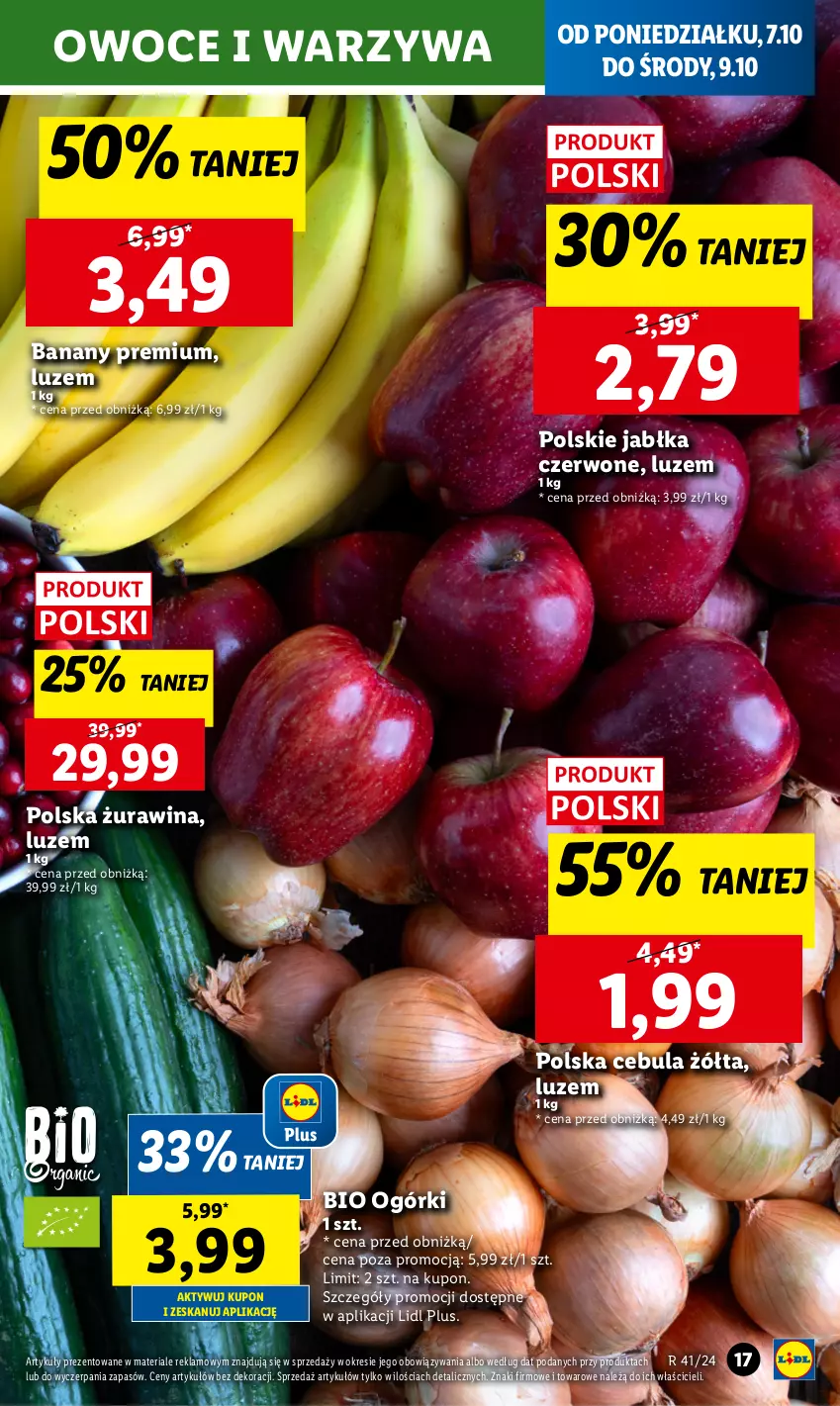 Gazetka promocyjna Lidl - GAZETKA - ważna 07.10 do 09.10.2024 - strona 21 - produkty: Banany, Cebula, Jabłka, Owoce, Warzywa