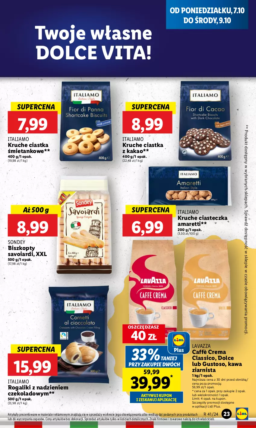 Gazetka promocyjna Lidl - GAZETKA - ważna 07.10 do 09.10.2024 - strona 29 - produkty: Biszkopty, Ciastka, Kakao, Kawa, Kawa ziarnista, Lavazza, Rogal