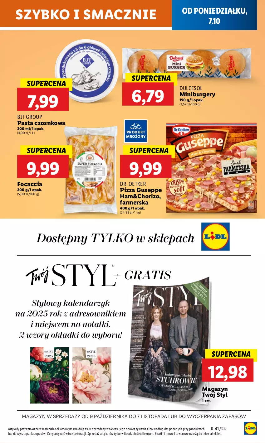 Gazetka promocyjna Lidl - GAZETKA - ważna 07.10 do 09.10.2024 - strona 31 - produkty: Burger, Dr. Oetker, Dres, Fa, Focaccia, Gra, Kalendarz, Pizza, Top