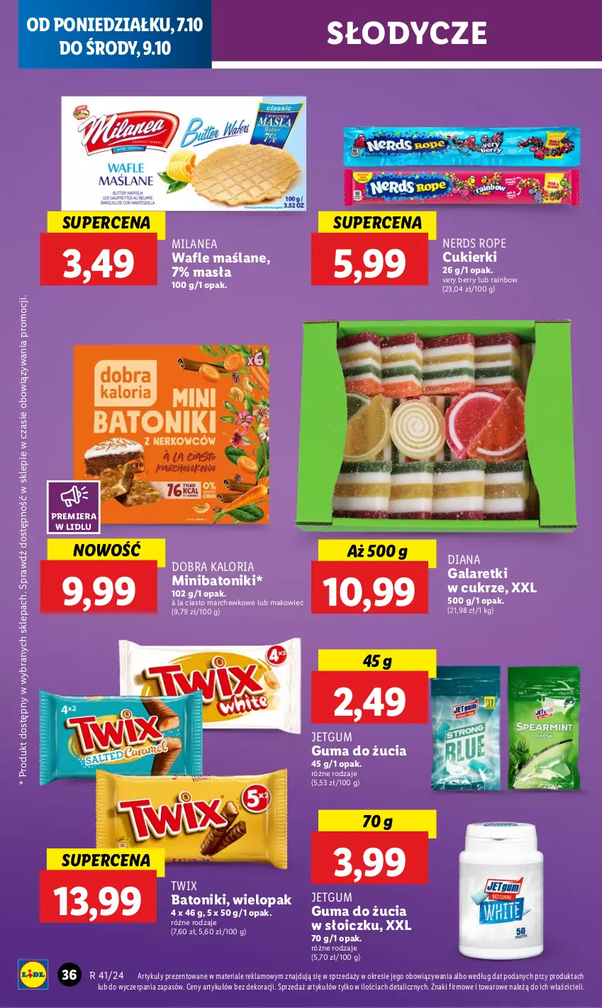 Gazetka promocyjna Lidl - GAZETKA - ważna 07.10 do 09.10.2024 - strona 44 - produkty: Baton, Cukier, Cukierki, Gala, Galaretki, Guma do żucia, Makowiec, Tonik, Twix, Wafle