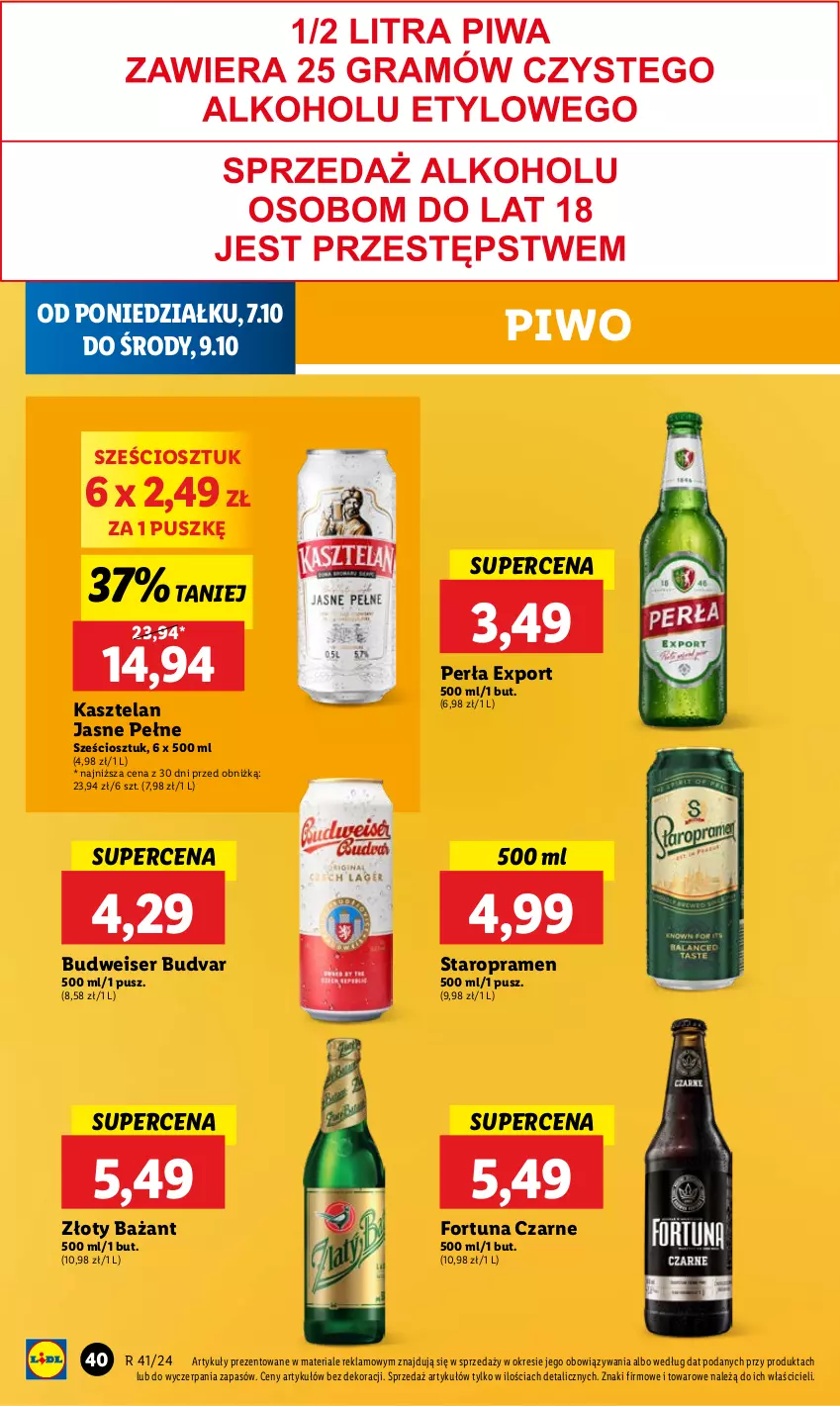 Gazetka promocyjna Lidl - GAZETKA - ważna 07.10 do 09.10.2024 - strona 48 - produkty: Fortuna, Kasztelan, Perła, Piwo, Por, Ser