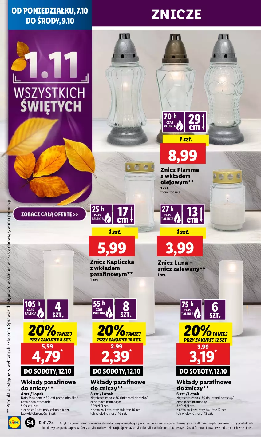 Gazetka promocyjna Lidl - GAZETKA - ważna 07.10 do 09.10.2024 - strona 62 - produkty: Olej, Znicz