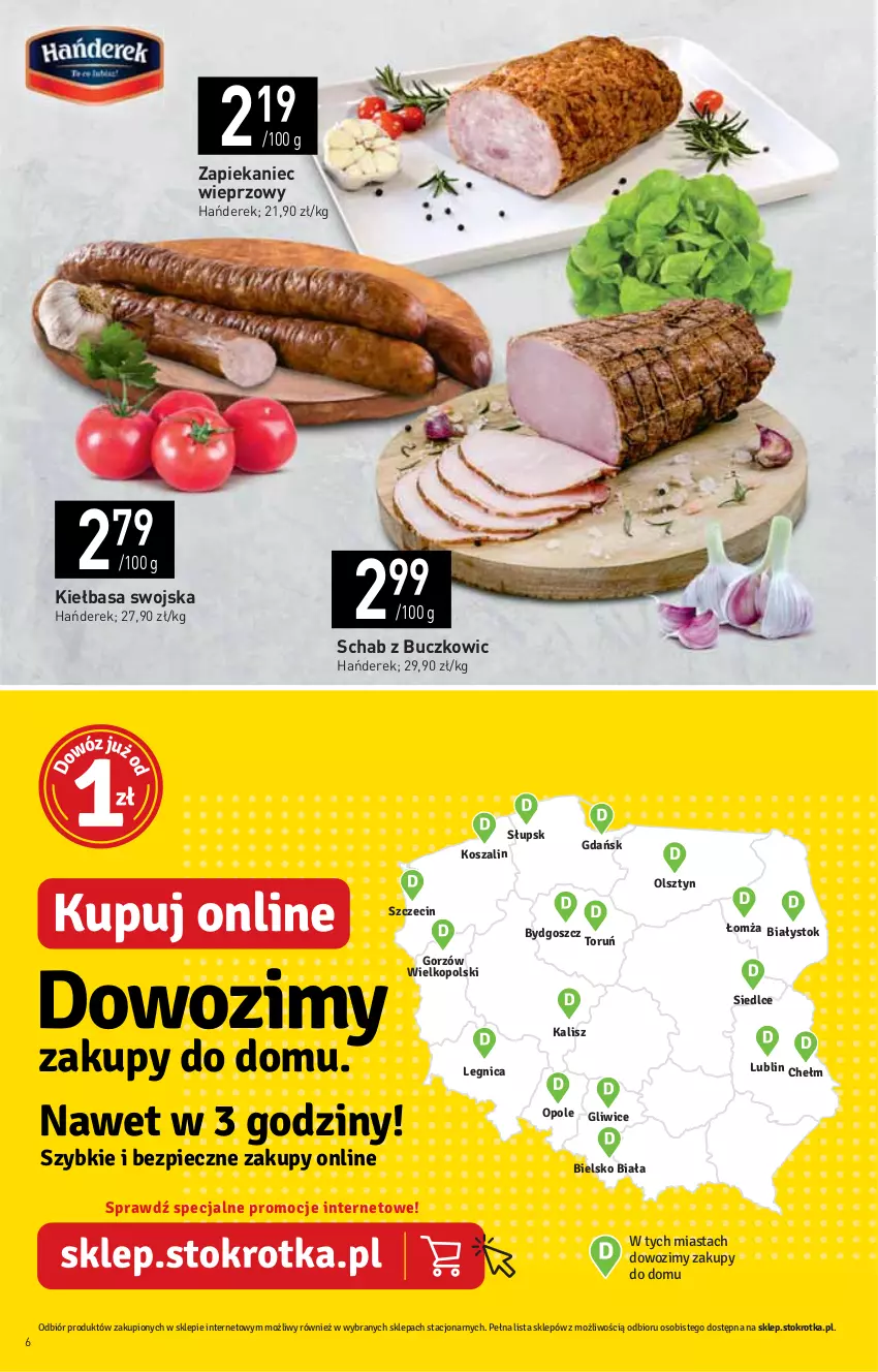 Gazetka promocyjna Stokrotka - Supermarket - ważna 08.04 do 14.04.2021 - strona 6 - produkty: HP, Kiełbasa, Kosz, Piec, Szal