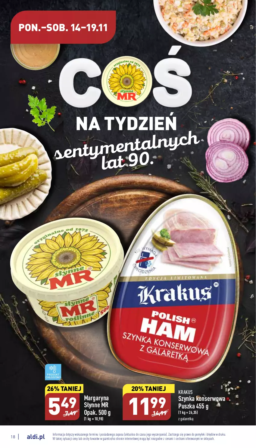 Gazetka promocyjna Aldi - Pełny katalog - ważna 14.11 do 19.11.2022 - strona 18 - produkty: Gala, Krakus, Margaryna, Ser, Słynne, Szynka, Szynka konserwowa