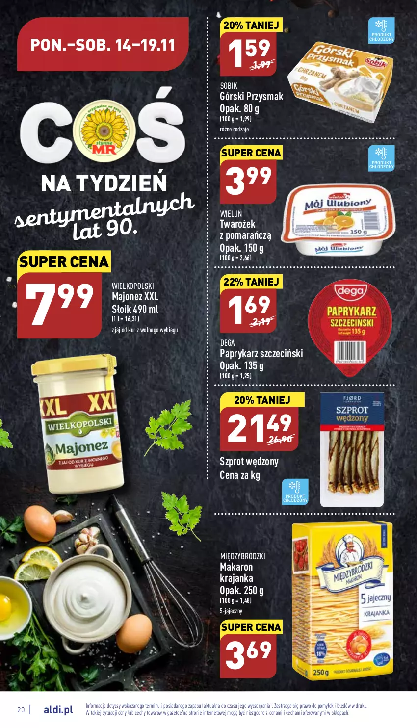 Gazetka promocyjna Aldi - Pełny katalog - ważna 14.11 do 19.11.2022 - strona 20 - produkty: Dega, Majonez, Makaron, Papryka, Paprykarz, Paprykarz szczeciński, Szprot