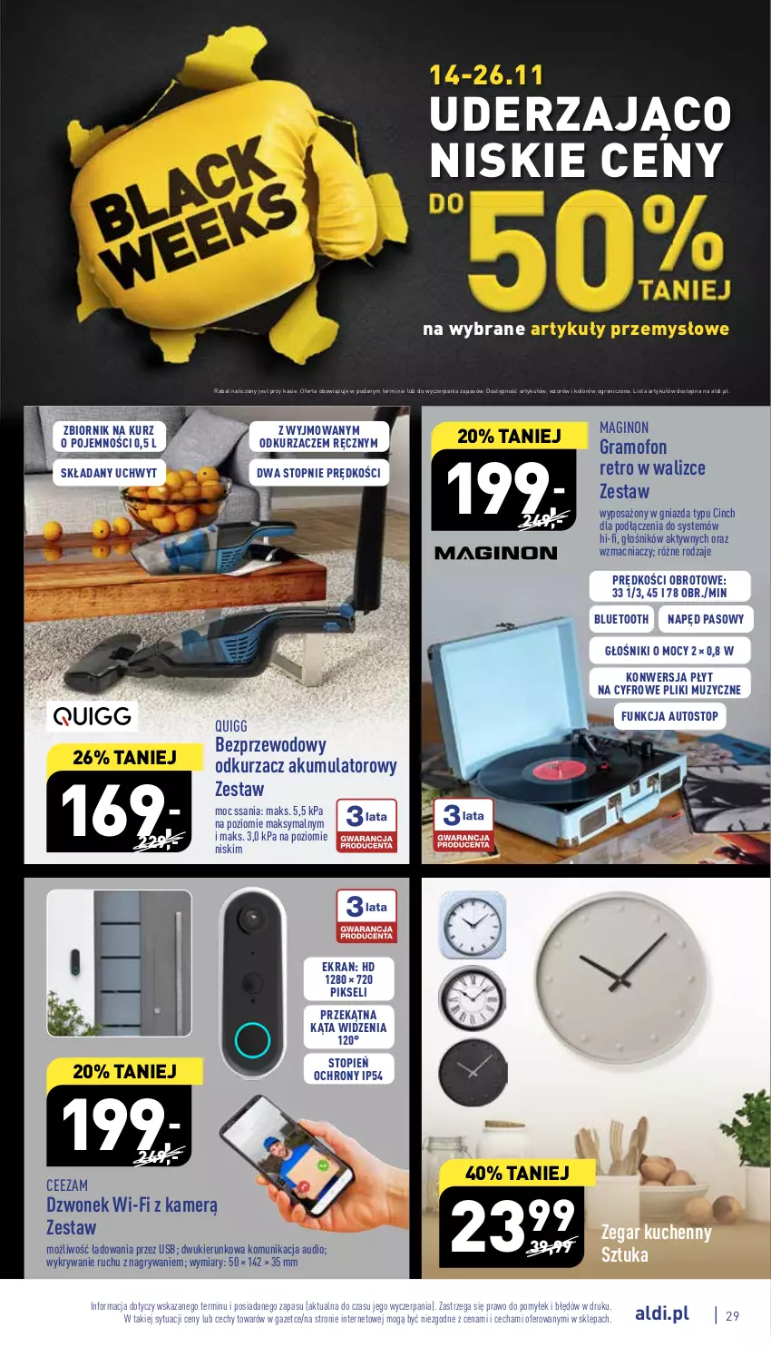 Gazetka promocyjna Aldi - Pełny katalog - ważna 14.11 do 19.11.2022 - strona 29 - produkty: Akumulator, Dzwonek, Gin, Głośnik, Gra, Gry, Odkurzacz, Odkurzacze, Top, Zegar