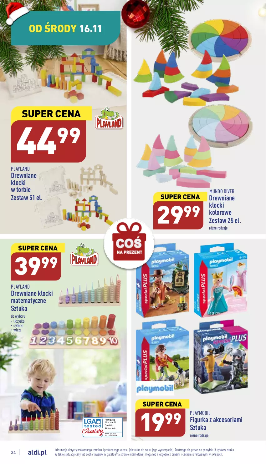 Gazetka promocyjna Aldi - Pełny katalog - ważna 14.11 do 19.11.2022 - strona 34 - produkty: Drewniane klocki, Klocki, Mobil, Playmobil