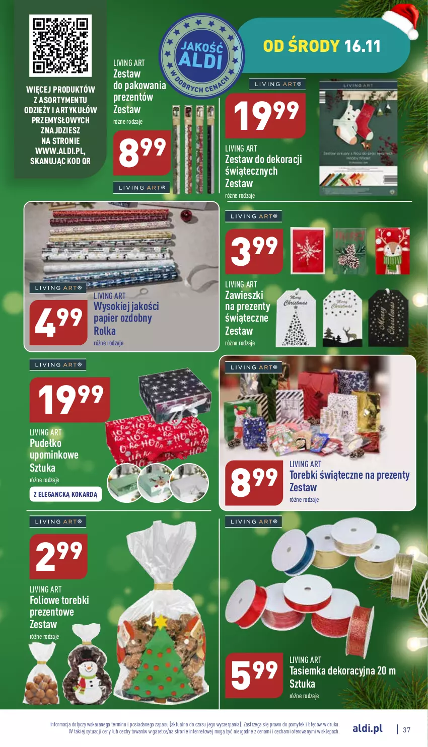 Gazetka promocyjna Aldi - Pełny katalog - ważna 14.11 do 19.11.2022 - strona 37 - produkty: Papier, Papier ozdobny, Pudełko, Sok, Zawieszki